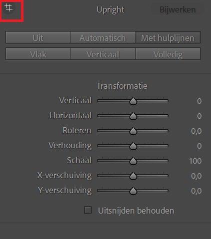 Transformatie tool Lightroom