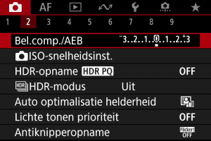 Menu Canon camera - HDR