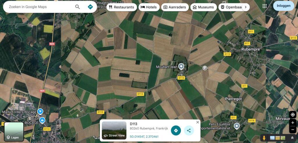 Satelliet beeld graanveld Nw Frankrijk