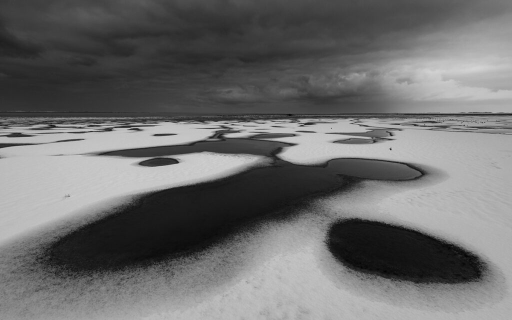 Sneeuw op het Wad